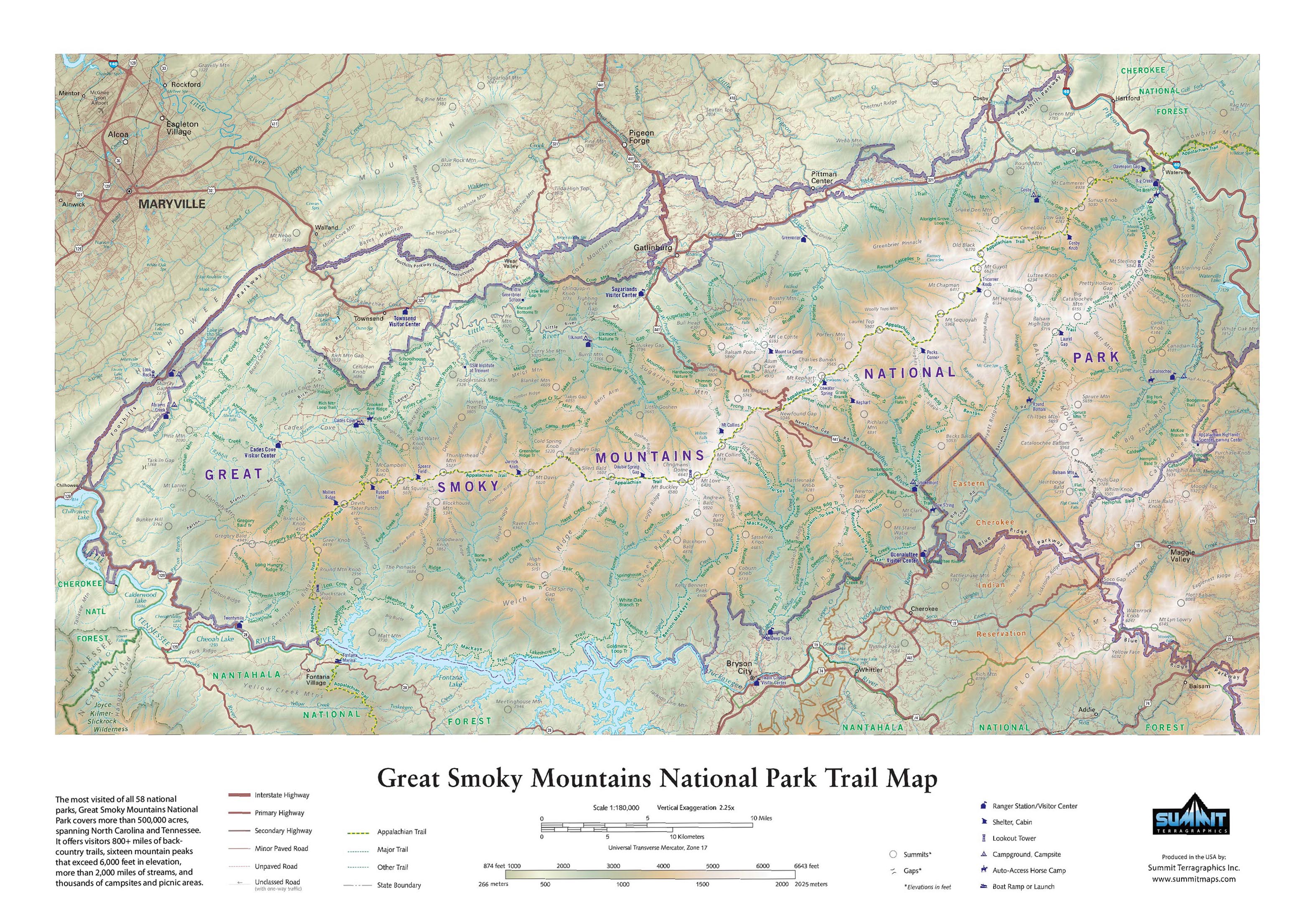 Great Smoky Mountains National Park In Miniature SummitMaps Recreates   GSMNP Trail Map MR 